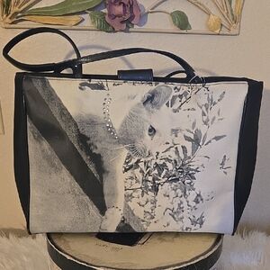 Black and White Cat Print Women's Bag